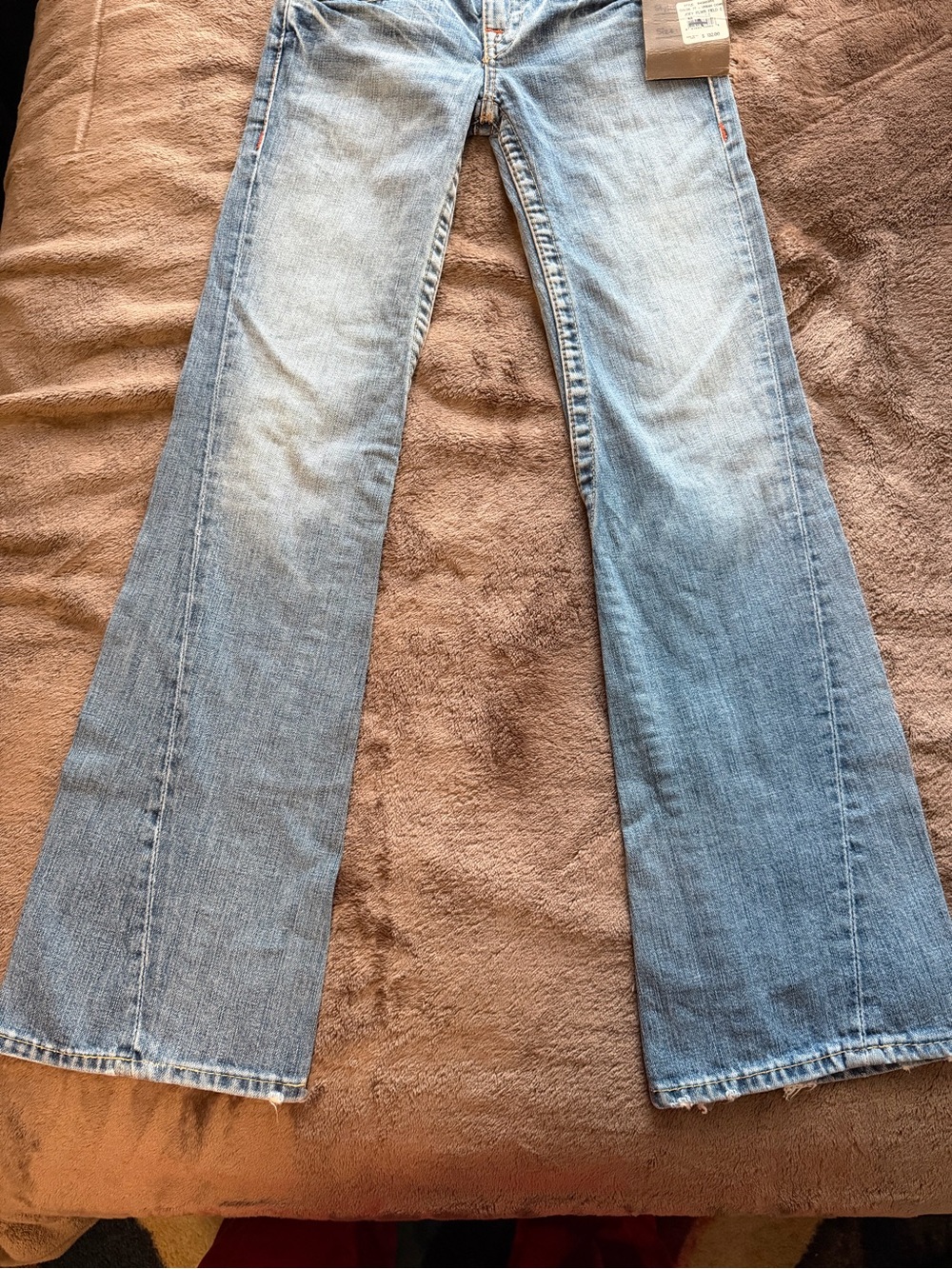 True Religion Girls Joey Flare Blue Jeans Floral Embroidered Size 14